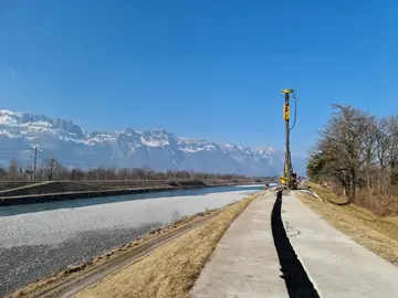 Dammsanierung durch Bauer Spezialtiefbau in Schaan, Liechtenstein